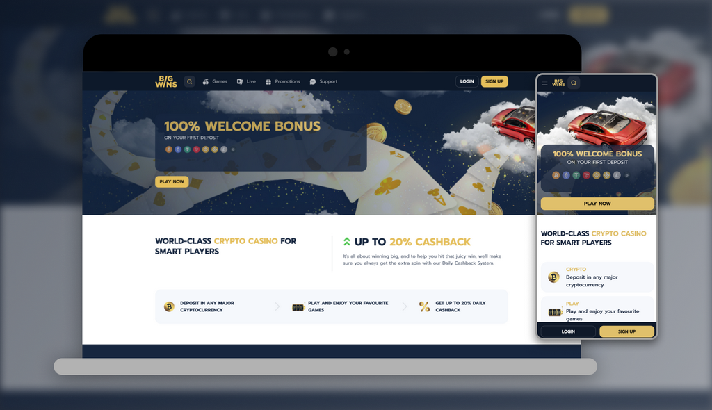 BigWins Online casino cashback boosts up to 20%